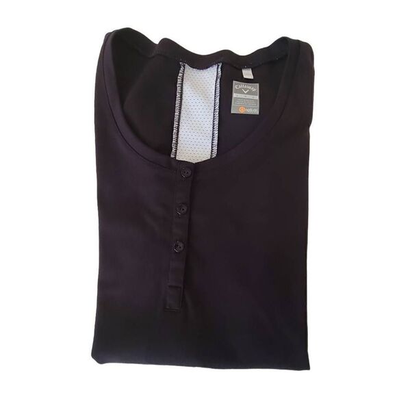 Callaway Opti Dri Womens Black Henley Athletic Golf Top Large - Picture 3 of 9